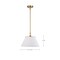 Nuvo Dover 1-Light Medium Pendant - White with Vintage Brass 60/7412 - alternate 2